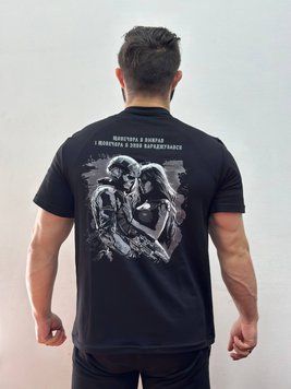 Чоловіча футболка з військовим принтом, Чорний, XL, 95% бавовна 5% еластін