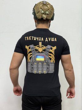 Чоловіча футболка з військовим принтом, Чорний, S, 95% бавовна 5% еластін