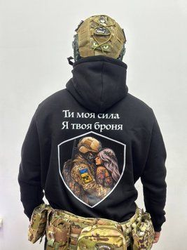 Худі на флісі, Чорний, 2XL, Зима. На флісі, З 2 принтами