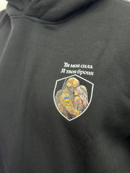 Худи на флисе, Черный, 2XL, Зима. На флисе, З 2 принтами