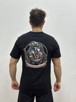 Чоловіча футболка з військовим принтом, Чорний, XL, 95% бавовна 5% еластін