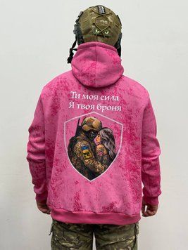 Худі на флісі, Рожевий мармур, 2XL, Зима. На флісі