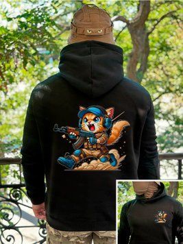 Худи на флисе "Cat" Чорний S фото