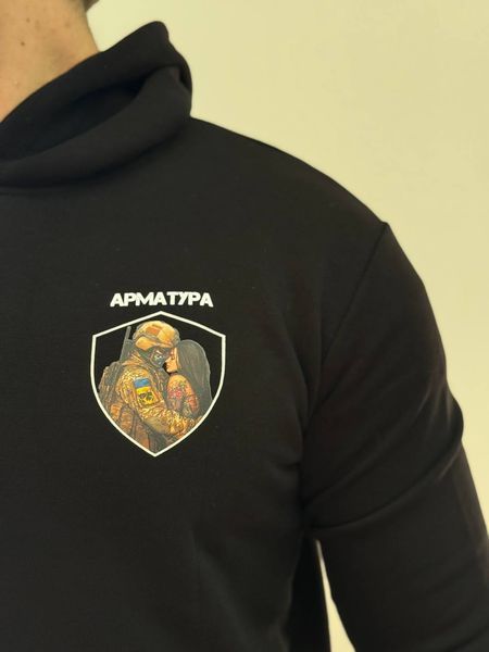 Худи тринитка, Чорний, S, Весна. Тринитка, З 2 принтами