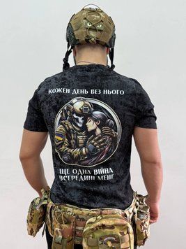 Мужская футболка с военным принтом, Чорний мармур, L, 95% хлопок 5% эластан