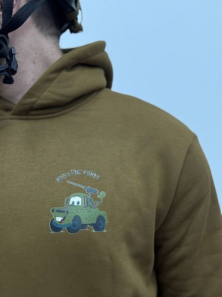 Худи на флисе, Койот, 2XL, Зима. На флисе, З 2 принтами