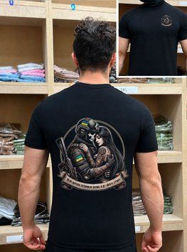 Чоловіча футболка &laquo;Мій Котик&raquo; з військовим принтом Чорна  фото