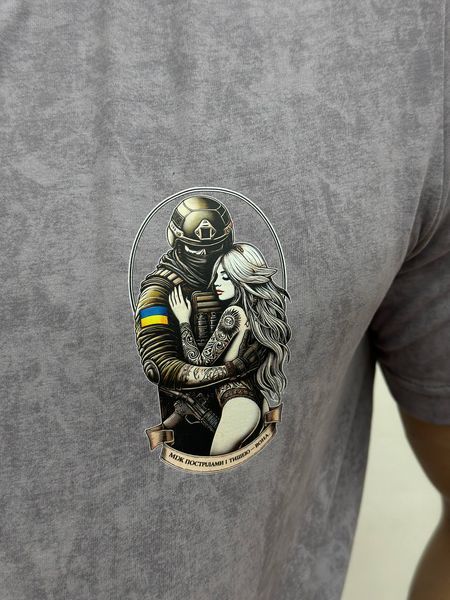 Чоловіча футболка з військовим принтом, Сірий мармур, L, 95% бавовна 5% еластін