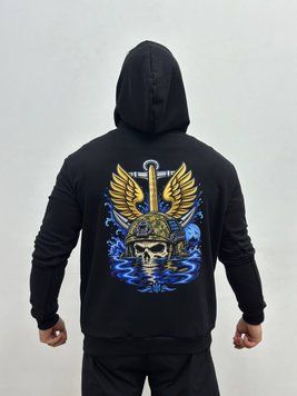 Худі на флісі, Чорний, L, Зима. На флісі, З 2 принтами