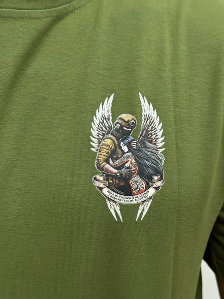 Чоловіча футболка з військовим принтом, Хакі, XL, 95% бавовна 5% еластін