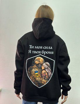 Худі на флісі, Чорний, M, Зима. На флісі, З 2 принтами