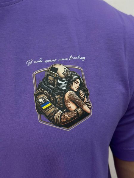 Чоловіча футболка з військовим принтом, Фіолетовий, XL, 95% бавовна 5% еластін
